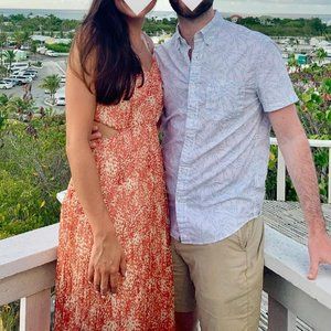 Maxi Express Dress - Pink and Cream - Tropical/Summer